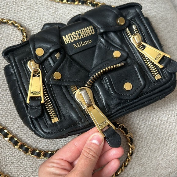 Moschino Biker Leather Crossbody Bag - Picture 2 of 7